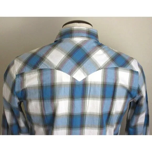 Levi's Men's The Western Snap Front Plaid Blue Purple Cotton Shirt Classic NWT - Picture 8 of 8